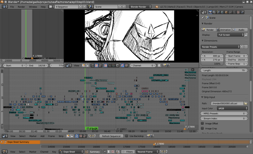 Video editing timeline in Blender