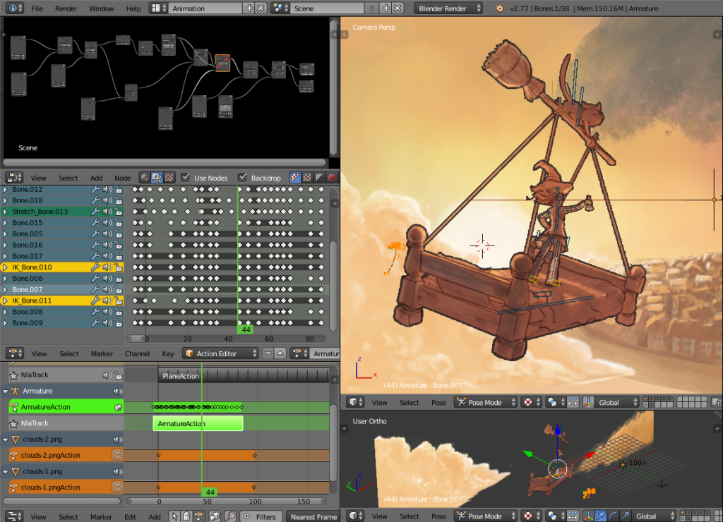 Reconstructed scene animated in Blender.